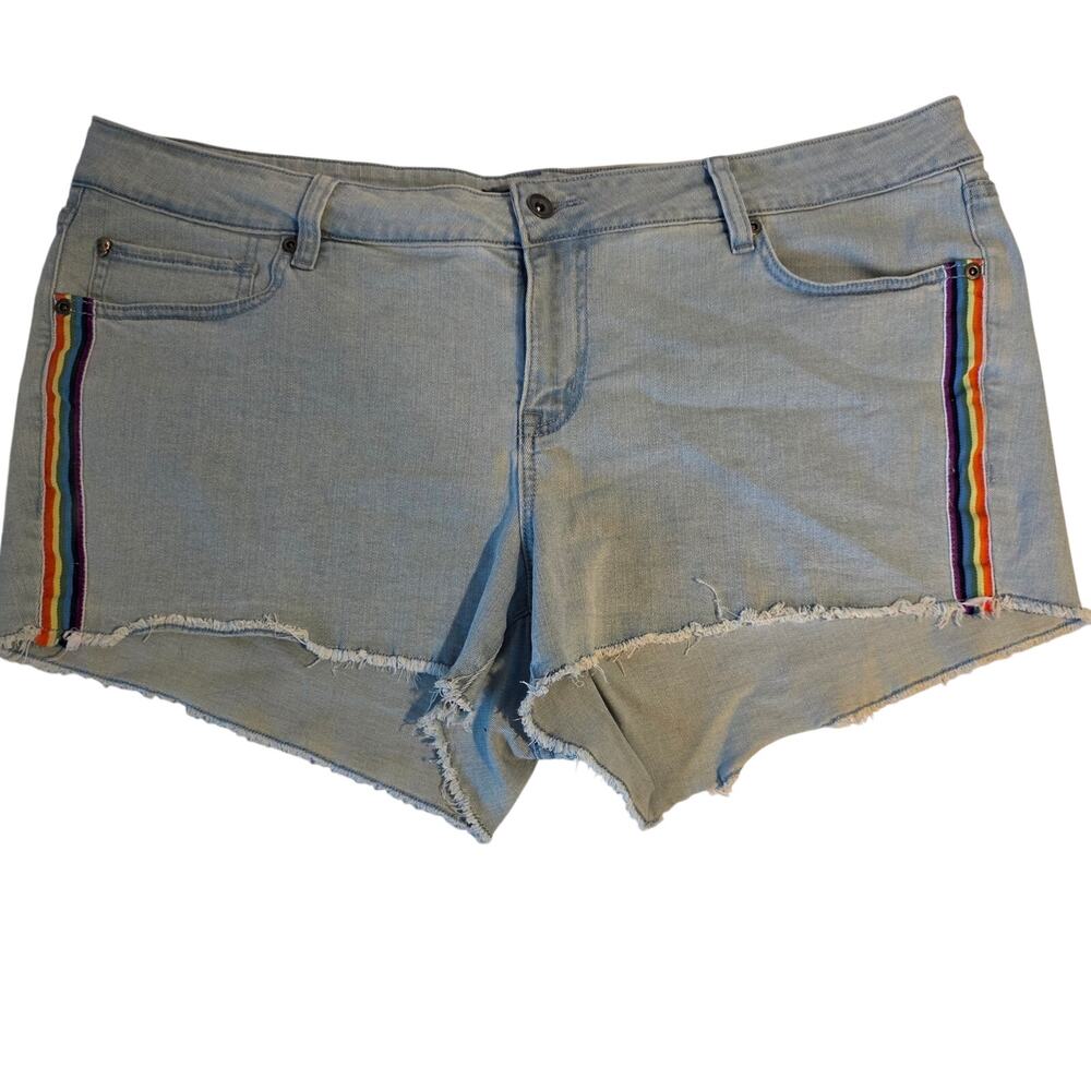 Blackheart Rainbow Pride Denim Shorts 20 Plus Size LGBTQ Low Rise Cutoff